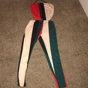 Spaghetti strapped open back jumpsuit